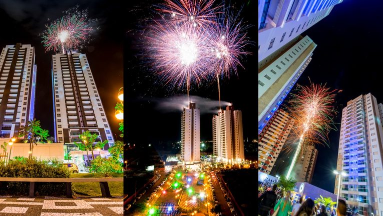 Fogos de artifício em lançamento imobiliário